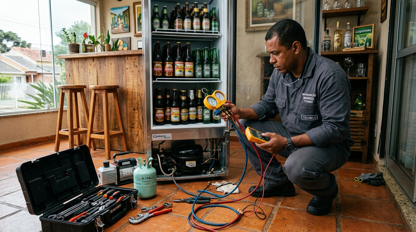 Técnico de conserto de cervejeira em residência em Suzano‑SP